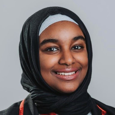 A student smiling