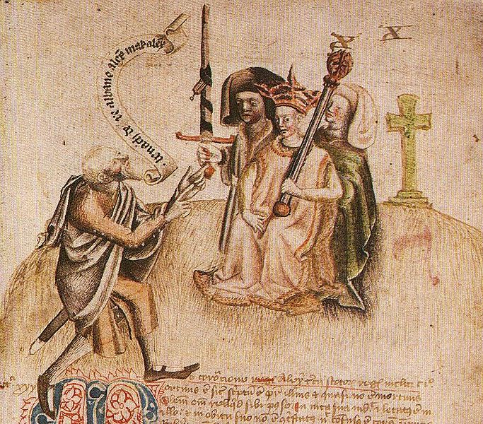 A photograph of a medieval scroll showing the instruction for kings