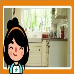 A girl in a kitchen
