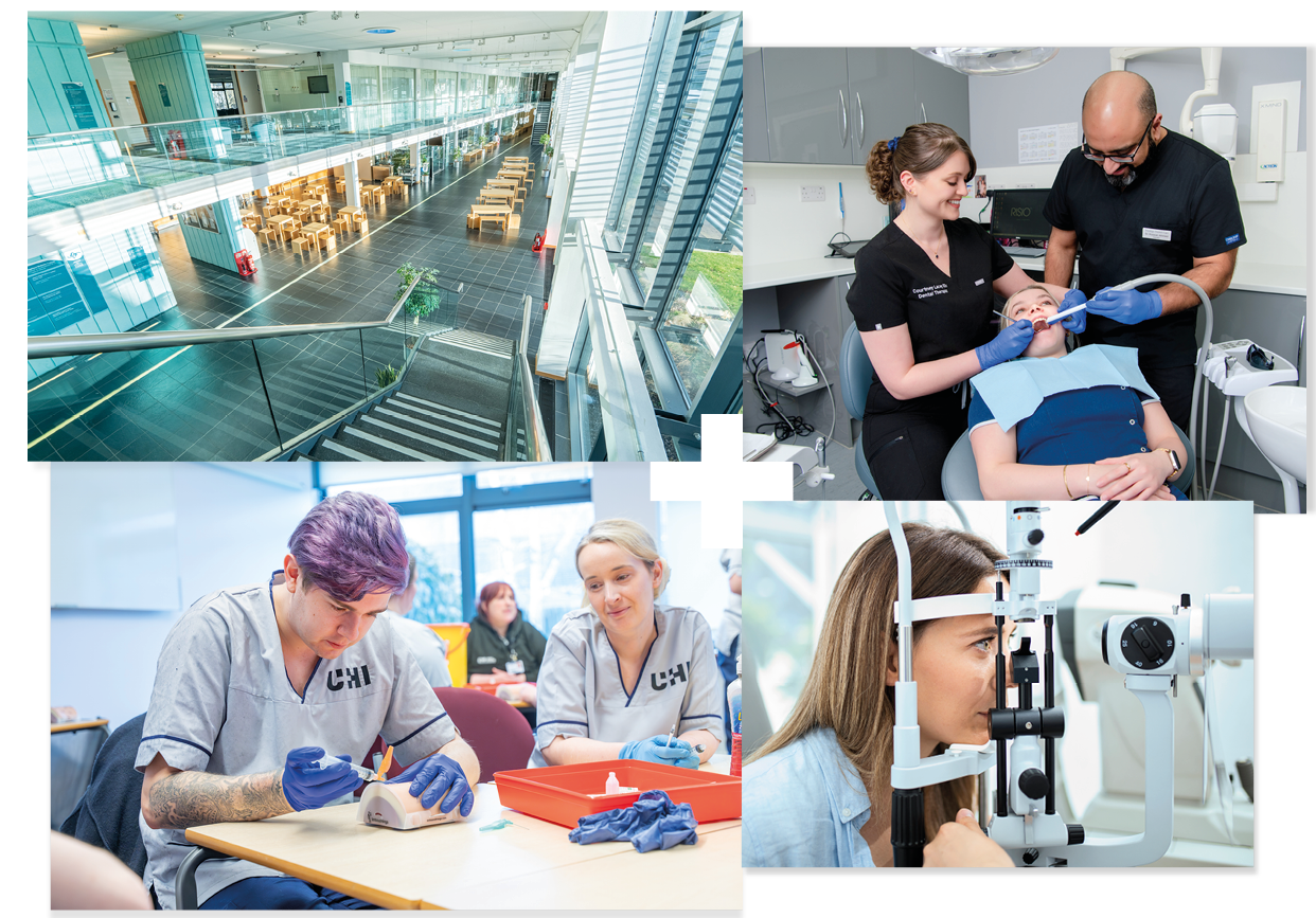 Collage of 4 | CfHS | Nursing | Oral Health | Optometry