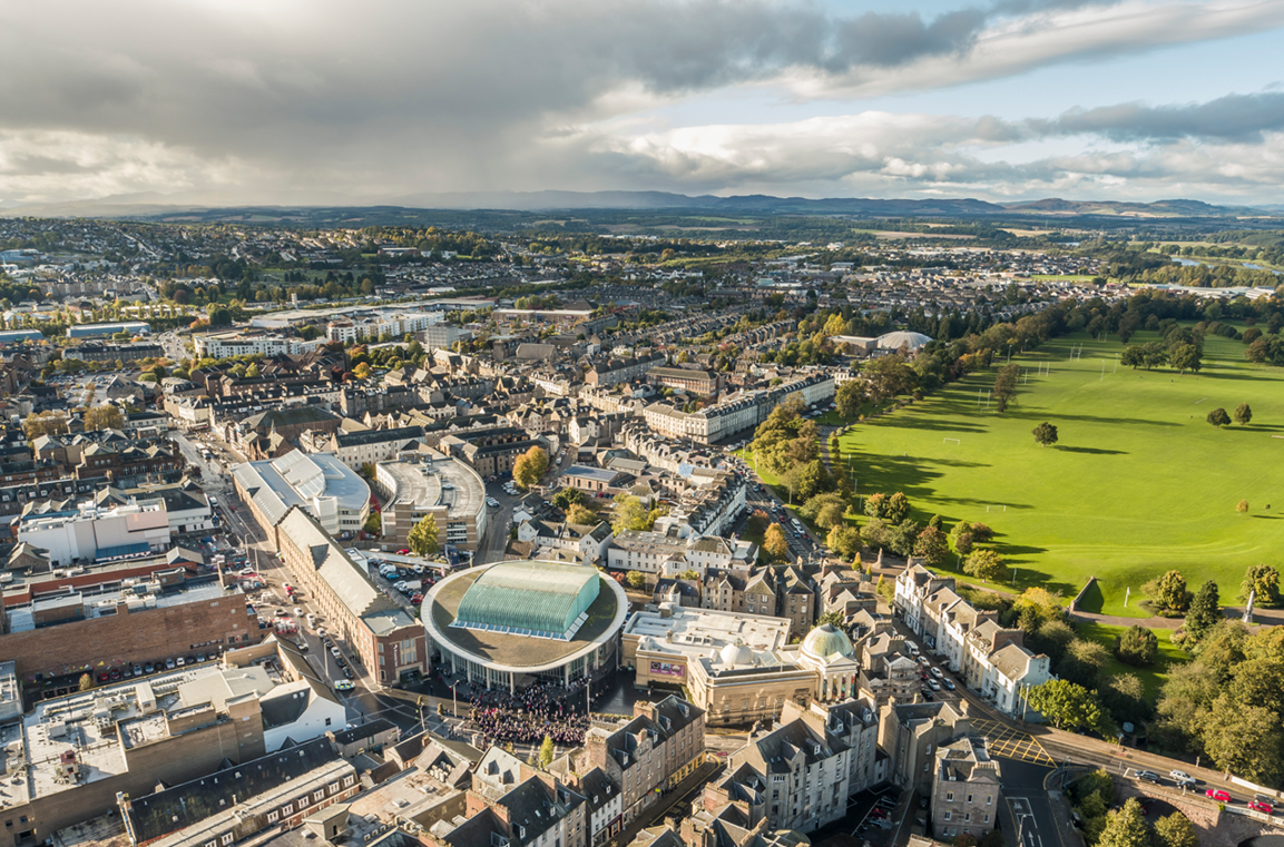 Aerial image of UHI Perth campus Aerial image of UHI Perth campus